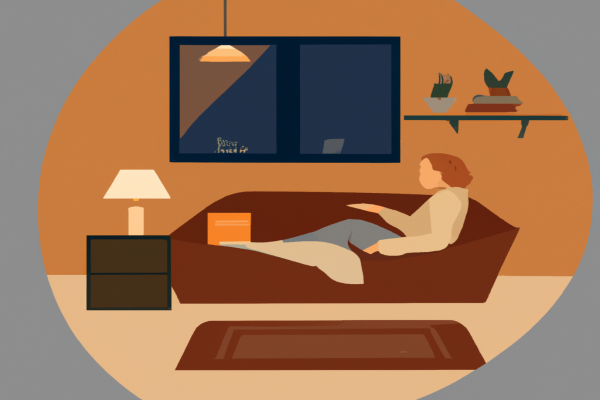 An illustration of a reader enjoying Benjamin Franklin by Walter Isaacson in a cosy interior