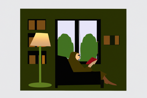 An illustration of a reader enjoying Built to Last by James C. Collins in a cosy interior