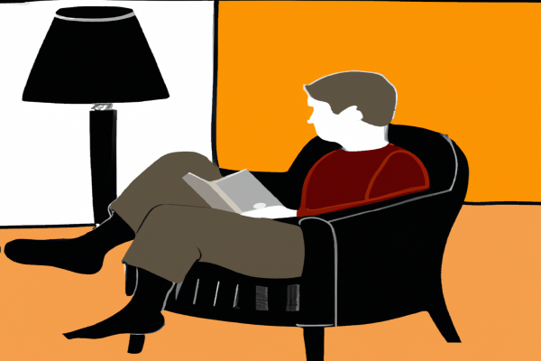 An illustration of a reader enjoying Crucial Conversations by Kerry Patterson in a cosy interior