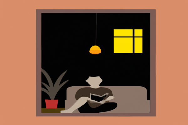 An illustration of a reader enjoying Daring Greatly by Brené Brown in a cosy interior