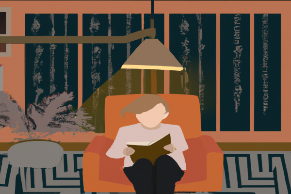 An illustration of a reader enjoying Delivering Happiness by Tony Hsieh in a cosy interior