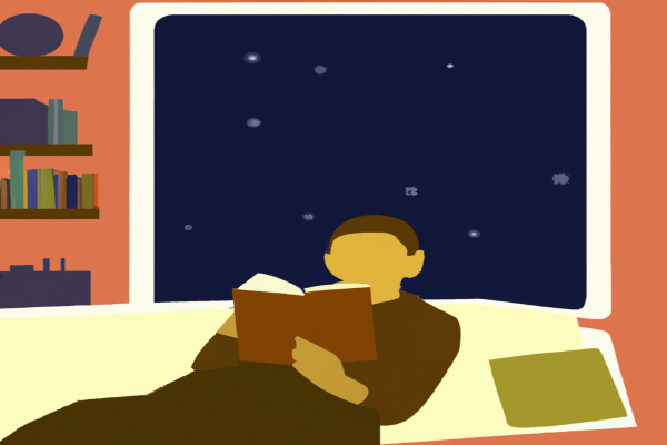 An illustration of a reader enjoying Extremely Loud & Incredibly Close by Jonathan Safran Foer in a cosy interior