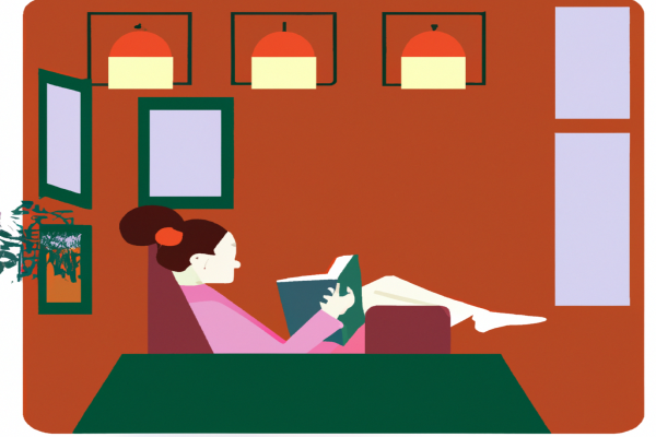 An illustration of a reader enjoying Flow by Mihaly Csikszentmihalyi in a cosy interior