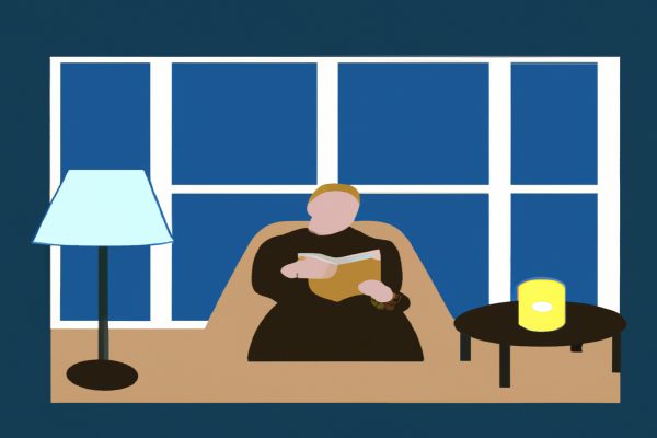 An illustration of a reader enjoying Girl A by Abigail Dean in a cosy interior