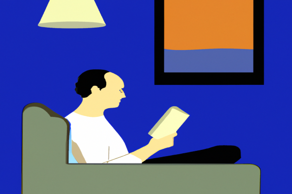 An illustration of a reader enjoying Girl With The Louding Voice by Abi Daré in a cosy interior