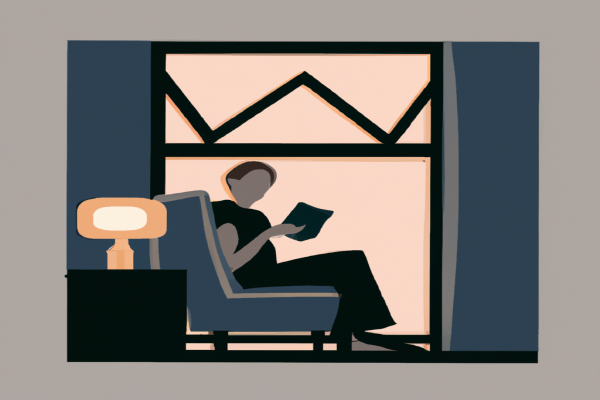 An illustration of a reader enjoying Girl Woman Other by Bernardine Evaristo in a cosy interior