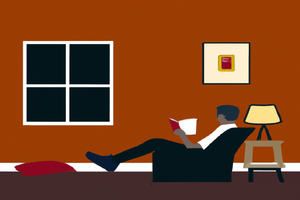 An illustration of a reader enjoying Hotel on the Corner of Bitter and Sweet by Jamie Ford in a cosy interior