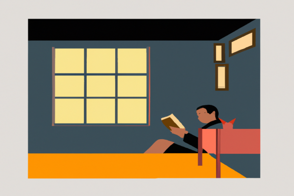 An illustration of a reader enjoying How The Mighty Fall by James C. Collins in a cosy interior