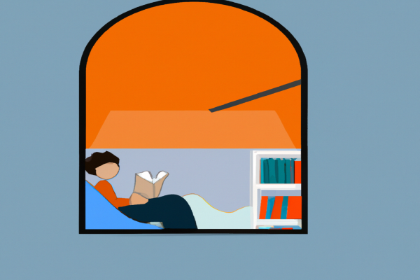 An illustration of a reader enjoying In Five Years by Rebecca Serle in a cosy interior