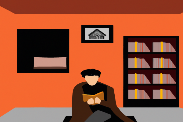 An illustration of a reader enjoying Lolita by Vladimir Nabokov in a cosy interior