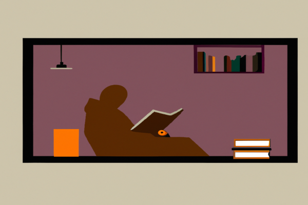 An illustration of a reader enjoying Macbeth by William Shakespeare in a cosy interior