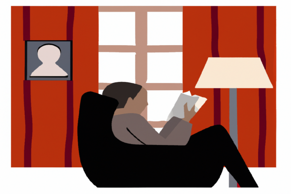 An illustration of a reader enjoying Manage Your Day-to-Day by Jocelyn K. Glei in a cosy interior