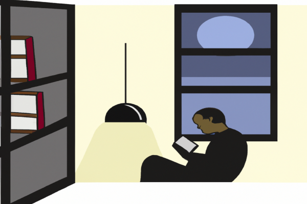 An illustration of a reader enjoying Midwives by Chris Bohjalian in a cosy interior