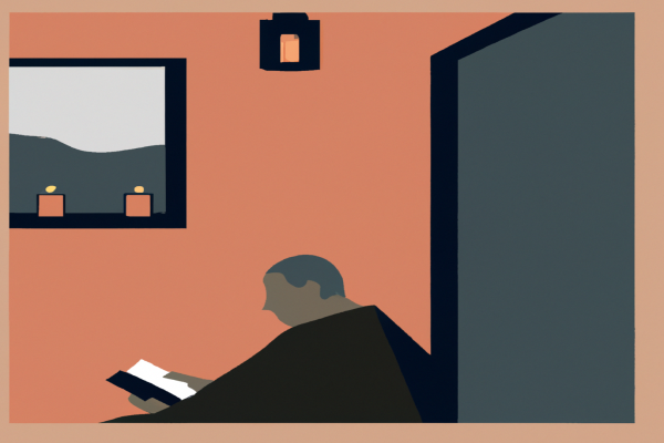 An illustration of a reader enjoying One August Night by Victoria Hislop in a cosy interior