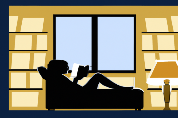 An illustration of a reader enjoying Packing for Mars by Mary Roach in a cosy interior