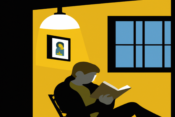 An illustration of a reader enjoying Personal Productivity For Busy Managers by Tony Riches in a cosy interior