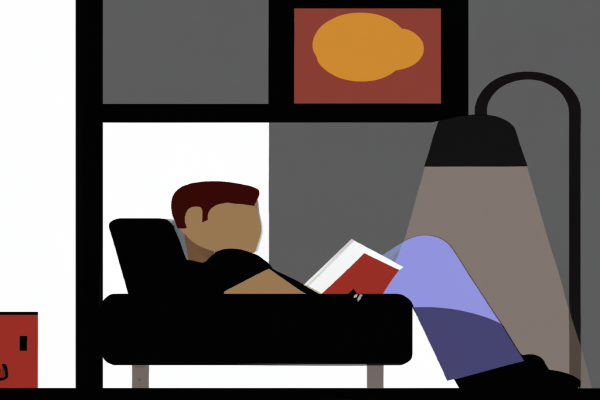 An illustration of a reader enjoying The 80/20 Principle by Richard Koch in a cosy interior