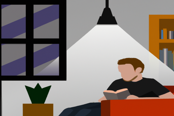 An illustration of a reader enjoying The Art of the Start by Guy Kawasaki in a cosy interior