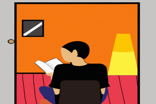 An illustration of a reader enjoying The E-Myth Revisited by Michael E. Gerber in a cosy interior