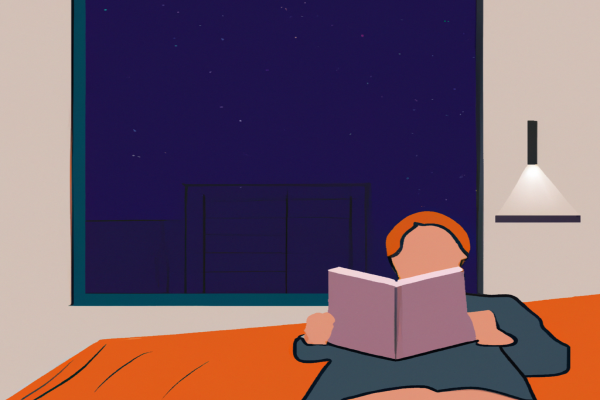 An illustration of a reader enjoying The Happiness Hypothesis by Jonathan Haidt in a cosy interior