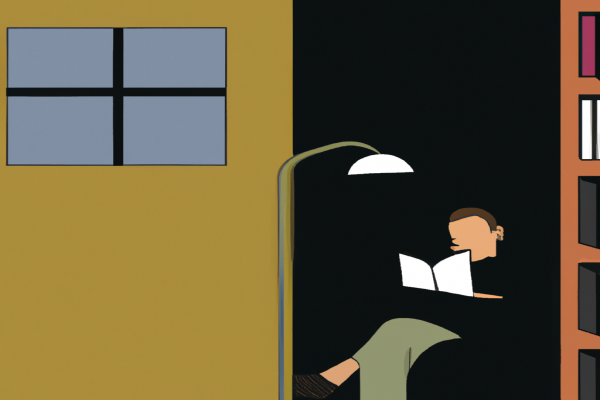 An illustration of a reader enjoying The Joy Luck Club by Amy Tan in a cosy interior