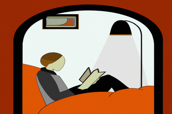 An illustration of a reader enjoying The Keeper Of Lost Things by Keeper Of Lost Things in a cosy interior