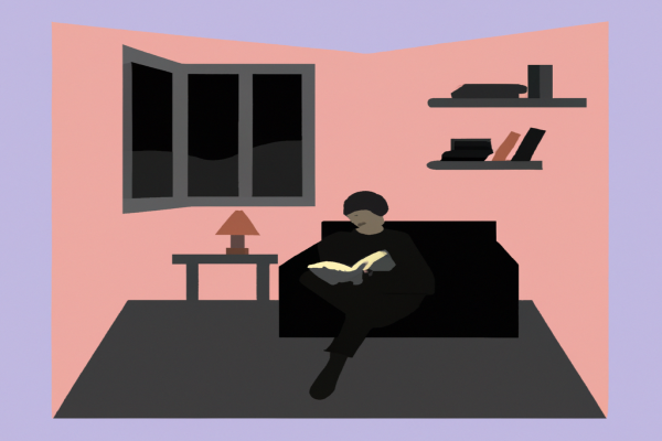 An illustration of a reader enjoying The Paradox of Choice by Barry Schwartz in a cosy interior