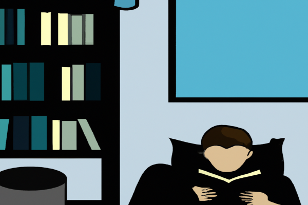 An illustration of a reader enjoying The Psychopath Test by Jon Ronson in a cosy interior