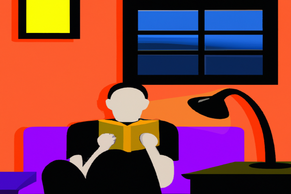 An illustration of a reader enjoying The Secrets of Successful Communication by Kevin Thomas McCarney in a cosy interior