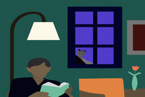 An illustration of a reader enjoying Understanding China by Stefan Piech in a cosy interior