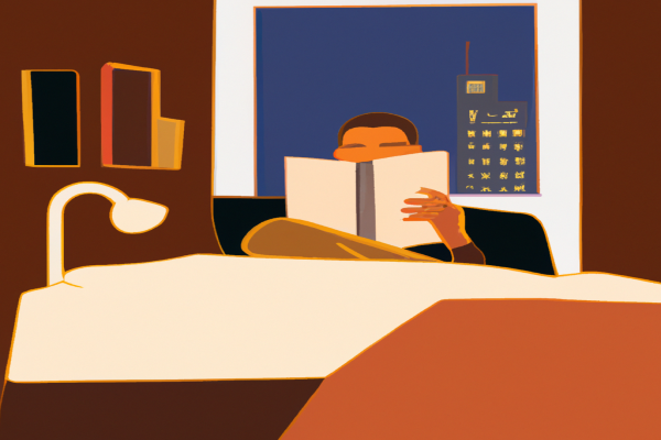 An illustration of a reader enjoying When Breath Becomes Air by Paul Kalanithi in a cosy interior