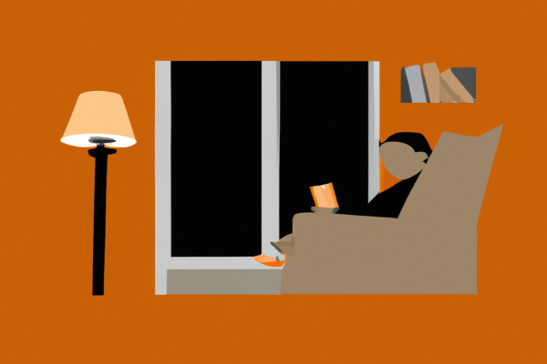 An illustration of a reader enjoying Young Goodman Brown by Nathaniel Hawthorne in a cosy interior