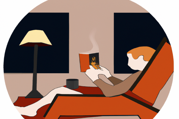 An illustration of a reader enjoying Zennor In Darkness by Helen Dunmore in a cosy interior