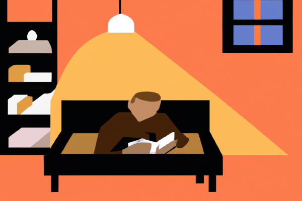 An illustration of a reader enjoying Product Strategy for High Technology Companies by Michael E. McGrath in a cosy interior