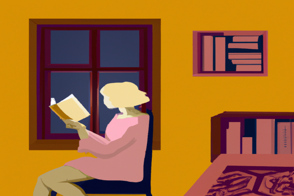 An illustration of a reader enjoying The 19th Wife by David Ebershoff in a cosy interior