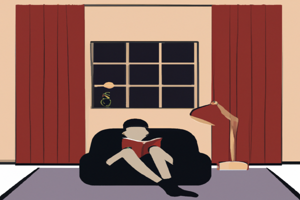 An illustration of a reader enjoying The Perks of Being a Wallflower by Stephen Chbosky in a cosy interior