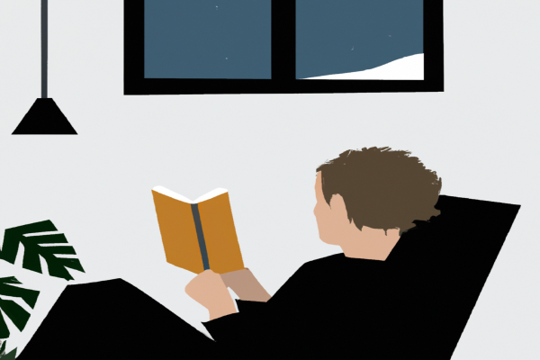 An illustration of a reader enjoying A Thousand Splendid Suns by Khaled Hossein in a cosy interior