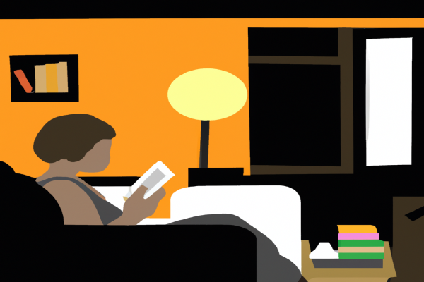 An illustration of a reader enjoying All My Mothers by Joanna Glen in a cosy interior