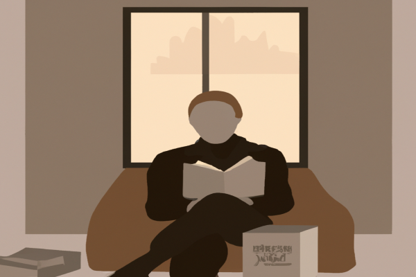 An illustration of a reader enjoying Andrew Carnegie by Joseph Wall in a cosy interior