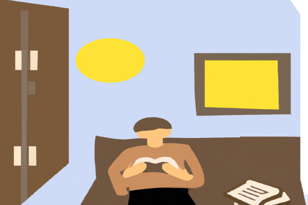 An illustration of a reader enjoying Bad Blood by John Carreyrou in a cosy interior