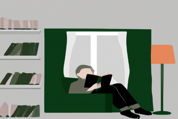 An illustration of a reader enjoying Becoming by Michelle Obama in a cosy interior