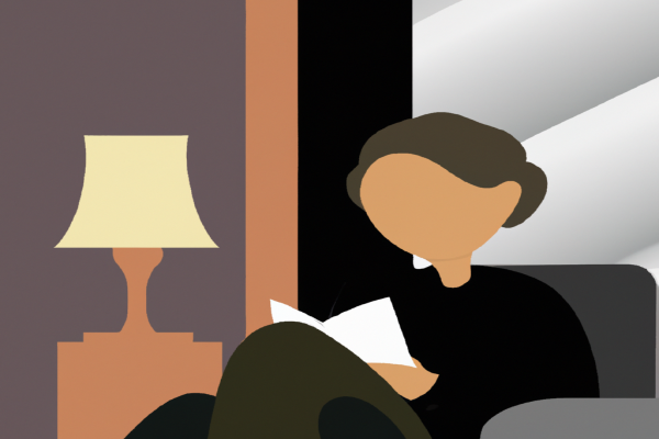 An illustration of a reader enjoying Born A Crime by Trevor Noah in a cosy interior