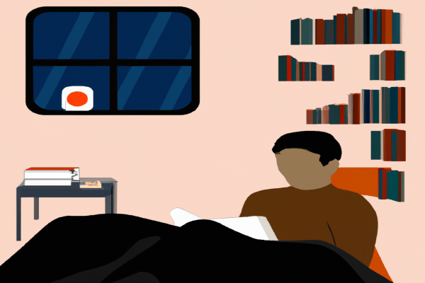 An illustration of a reader enjoying Can Love Happen Twice? by Ravinder Singh in a cosy interior