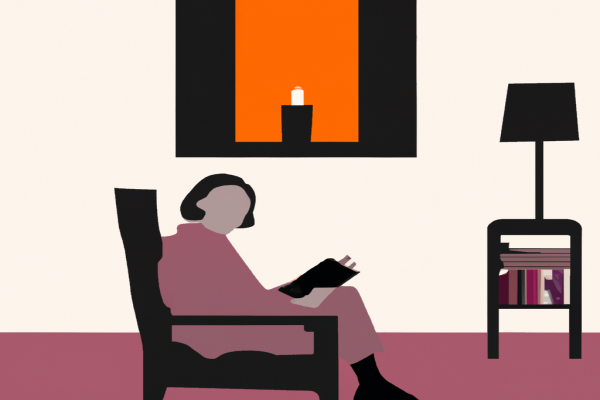 An illustration of a reader enjoying Daisy Jones And The Six by Taylor Jenkins Reid in a cosy interior