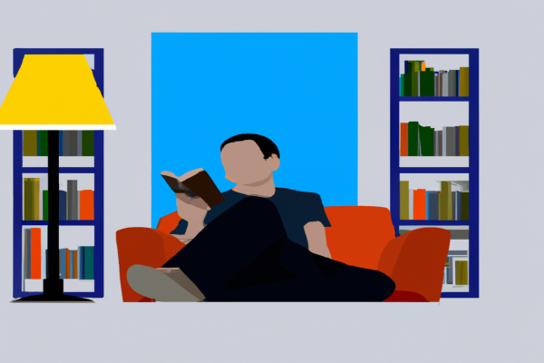 An illustration of a reader enjoying Deep Work by Cal Newport in a cosy interior