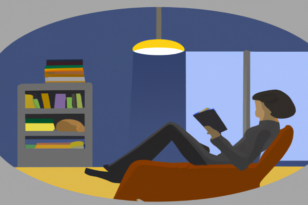 An illustration of a reader enjoying Elon Musk by Ashlee Vance in a cosy interior