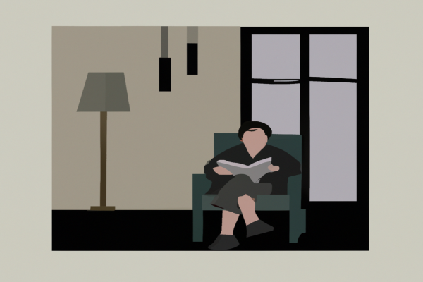 An illustration of a reader enjoying Little Bee by Chris Cleave in a cosy interior