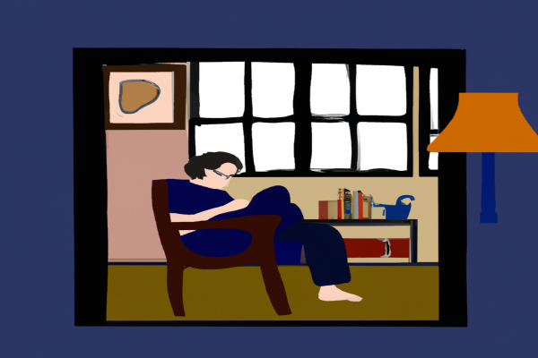 An illustration of a reader enjoying Long Way Down by Jason Reynolds in a cosy interior