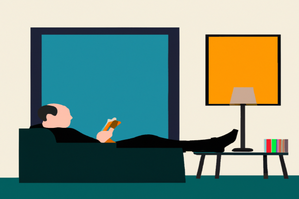 An illustration of a reader enjoying Moloka'i by Alan Brennert in a cosy interior