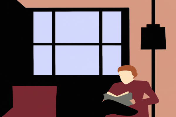 An illustration of a reader enjoying My Sister's Keeper by Jodi Picoult in a cosy interior